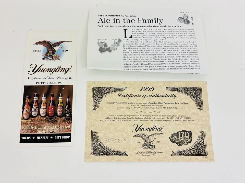 K-Line Yuengling 170th Anniversary Riveted Tank Car w/ Display K632-9013 New - Image 4 of 4