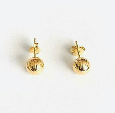 14K Yellow Gold Plated 8mm Diamond Cut Ball Stud Earrings - ER5424