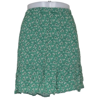 Kiabi, Rock, Größe: 42/44, Grün/Weiß, Blumen, Damen #jT2