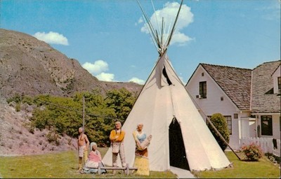 Postcard Postcard of Indian family teepee at Green Hut Cafe