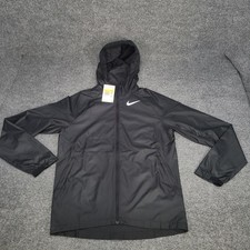 Nike Jacket Men Small Black Zip Running Essential Hooded Lightweight Windbreaker