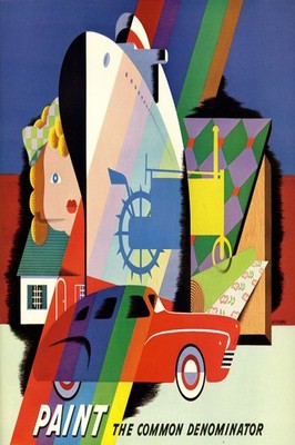   Mid-Century Art Poster 'Paint the Common Denominator' - USA   - 24x36  -