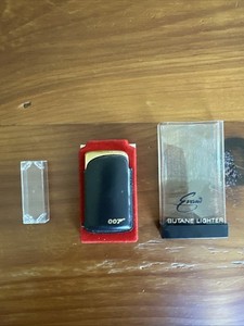 Vintage 1960s Evans 007 Butane Lighter Black Leather James Bond - Excellent