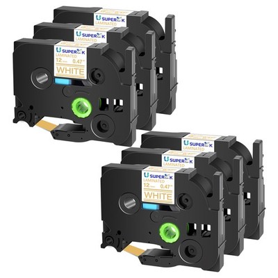 GREENCYCLE Compatible for Brother P-Touch TZe-234 AZE Gold Label Tape 12MM 6Pack
