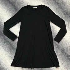 Madewell Shift Long Sleeve Mini Black T Shirt Dress Size Small Western Indie
