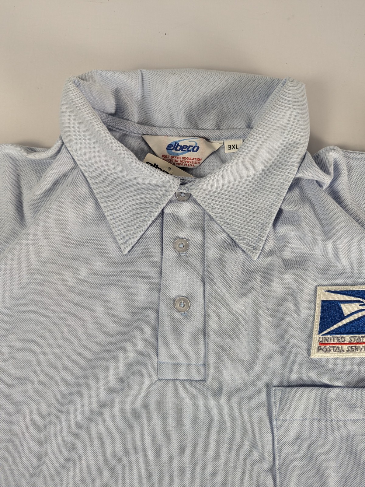 Vintage Elbeco USPS Postal Uniform Polo Shirt 3XL Blue Made in USA