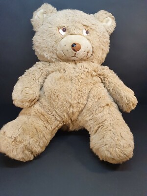 Teddybär Stofftier Plüschtier; herzförmige Augen, mittel hellbraun/creme