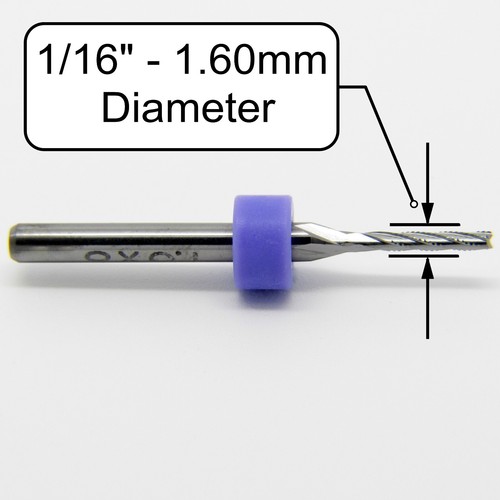 .063" 1/16" Carbide Router Bit - Spiral Chip Breaker Flutes CNC PCB - Picture 3 of 4