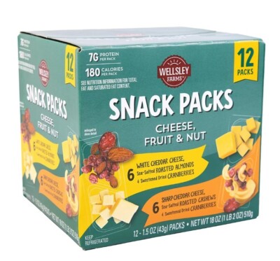 Wellsley Farms Cheese Fruit & Nut Snack Packs, 12 pk.