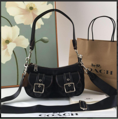 COACH コーチショルダーバッグ CQ184 デニム レディースハンドバッグ COACH CQ184 Ashton Baguette Signature Denim Handbag Shoulder