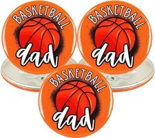 Orange Basketball Dad Button Game Day Buttons Parents Spirit Wear - Pack of 3