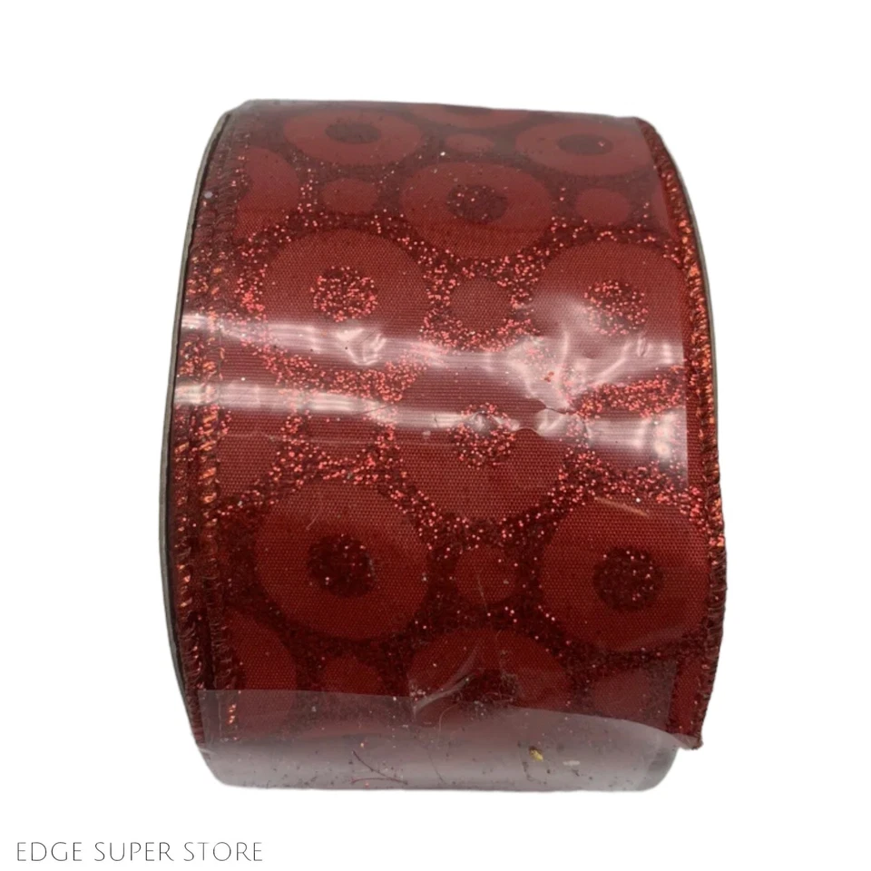 Círculos brillantes a lunares Celebrate It rojo brillante cinta de borde con cable ancho grueso Foto 3 de 4