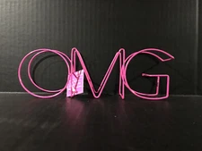 Neon Wire Words “OMG” 9”X 3” Pink Tabletop Decor Sign New