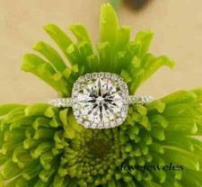 2.2CT Round Lab-Created Diamond Halo Engagement Wedding Ring 14K White Gold Over