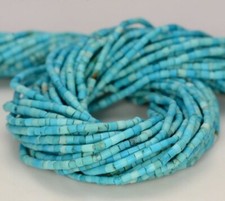 Genuine A Turquoise Smooth Tube Heishe Gemstone Loose Beads 12'' Strand Jewelry