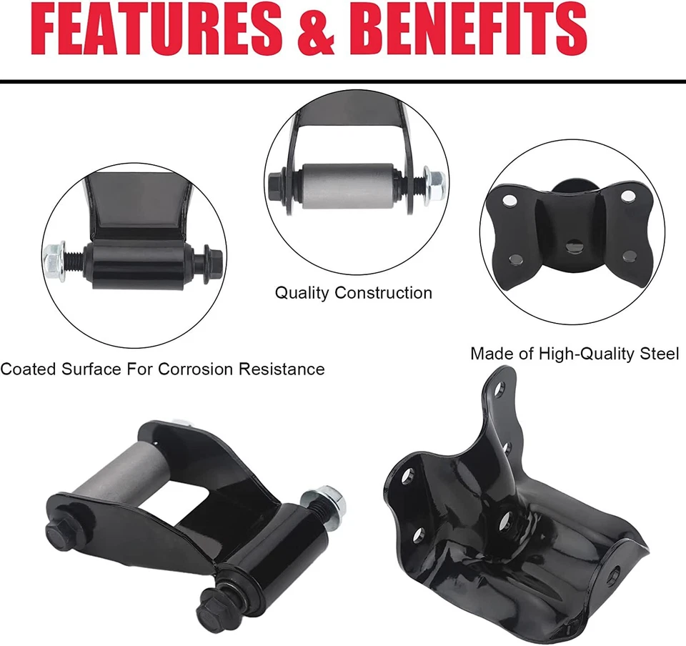 New Rear Leaf Spring Shackle Bracket Hanger Kit For Ford F150 F250 F350 Bronco - Изображение 4 из 4