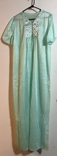 Vintage 1970s era Mint Green Silky Nylon Long Gown Set - Lingerie Set - LARGE