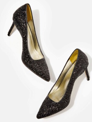 NEW Lilly Pulitzer Margot Black Glitter Pumps Cocktails Close Toe Heels  Size