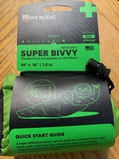 My Medic Super Bivvy Emergency Heat Reflective Blanket Water/Windproof w/ Case