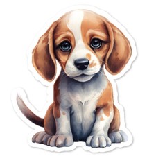 Beagle Puppy Vinyl Sticker, Water Bottle, Scrapbooking, Laptop, Journal, Gift