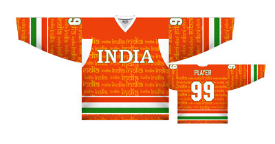 Team India Bhārat Orange Ice Hockey Jersey Custom Name and Number