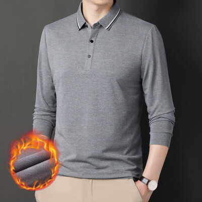 Men's Versatile Winter Soft Warm Long Sleeve Polo Shirt Plush