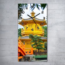 Glasuhr Wanduhr Küchenuhr Goldene Pavillon Tempel China Kultur Garten 30x60