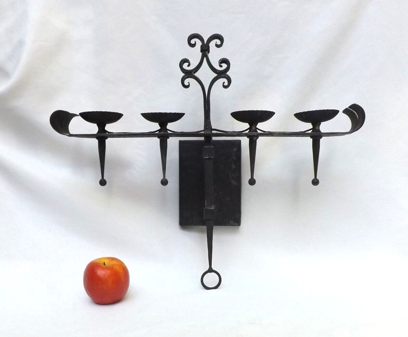 Antique 1860's Church Wrought Iron Wall Candle Sconce Light - needs Wiring