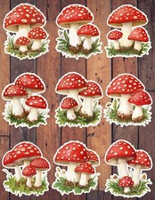 Little Red Mushroom Die Cut Vinyl Stickers Set Scrapbooking Laptop Waterbottle