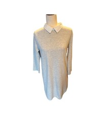 Zara Trafaluc Sweatshirt Dress Size M Long Sleeve White Collar Comfort Gray