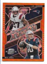 2021 Contenders Optic Xs and Os Orange Prizm #XO-19 /50 JC Jackson Mac Jones  RC