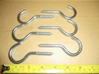 6 x HEAVY DUTY SCREW IN HOOKS 100MM X 48MM