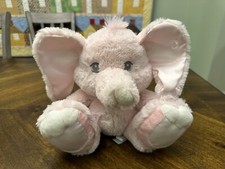 Aurora Ebba Poofies 10  Pink Elephant Plush Lovey Big Foot Stuffed Animal