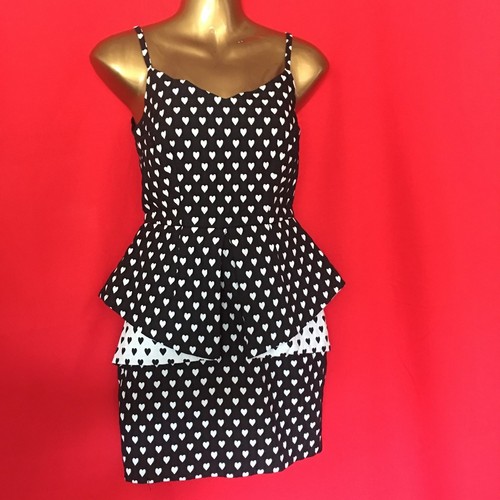 Asos Women Peplum Dress 2 XS Black 