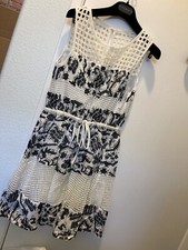 ARK&CO SEXY IVORY WAFFLE CROCHET LACE DESIGN WORK-PARTY SUMMER DRESS S NWT