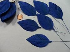 Royal Blue / Green Shading Satin Rose Leaves - 3" - Made in Japan - Vintage