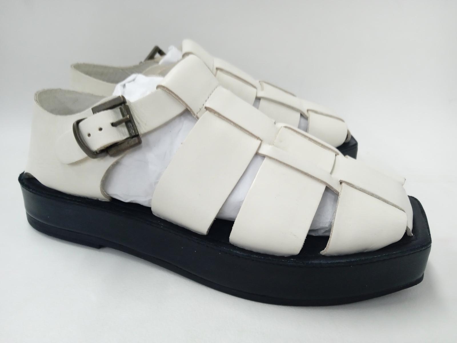 ST AGNI Ladies White Leather Buckle Strap Open Toe Axel Sandals Size UK9  NEW | eBay