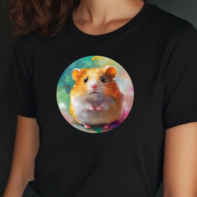 Women Hamster Portrait Motif Cotton T-Shirt Size XS to 3XL