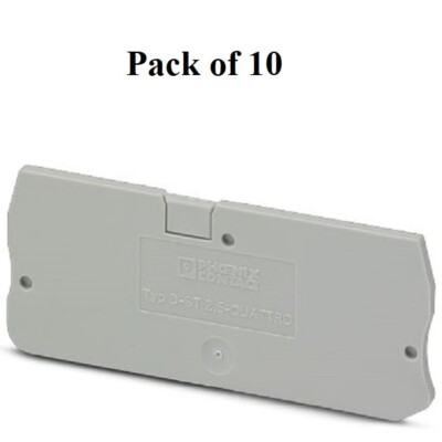 Phoenix Contact End Cover D-ST 2.5-QU 2.5mm (4mm) Terminal, Pack of 10, 3030514