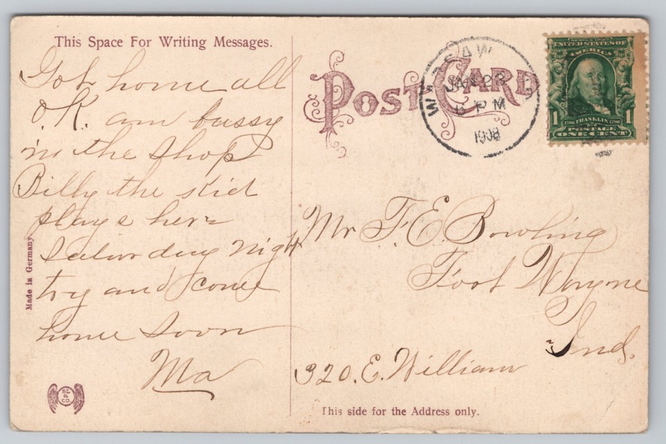 Warsaw IN Indiana Pennsylvania Depot Railroad Postcard 1908 eBay