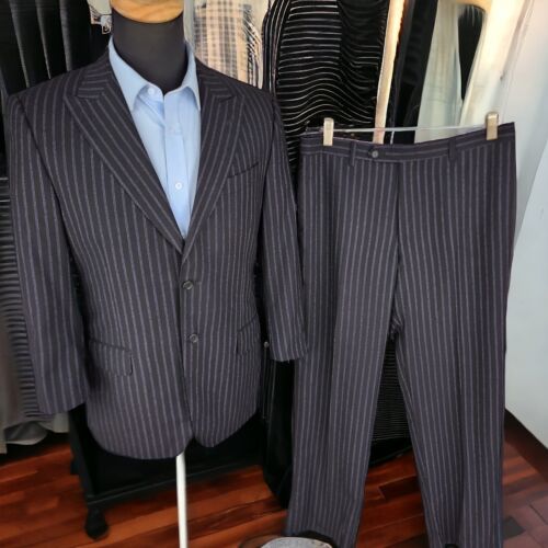 TRUSSINI Suit 40S New Peak Lapel Light Flannel Wool Drop 7 Waist 33 - Picture 1 of 15