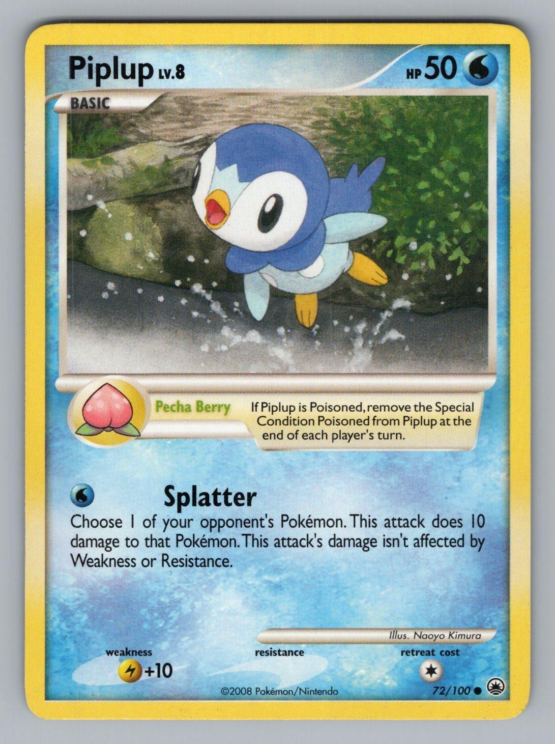 PIPLUP 72/100 C MAJESTIC DAWN POKEMON LP MD 2008 1