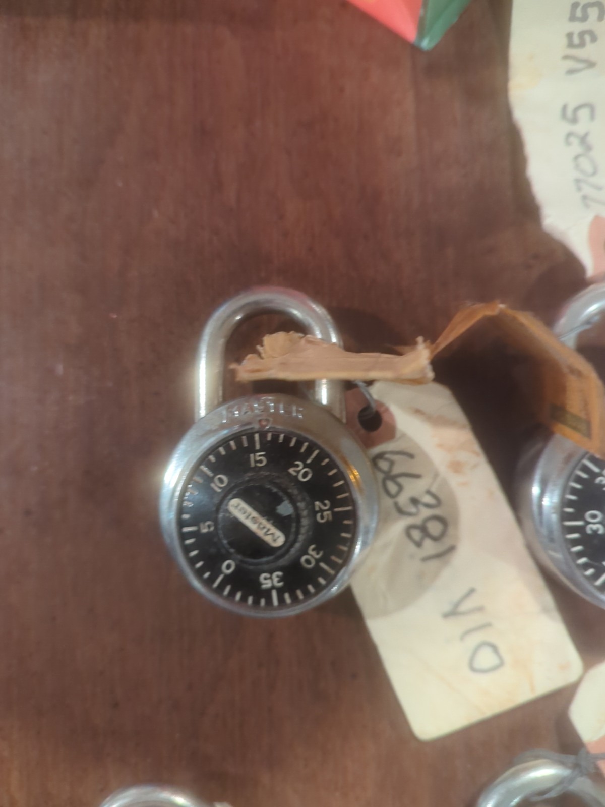 Set of 6 Vtg Master Lock Combination Padlock Black  Dial w/Code Work