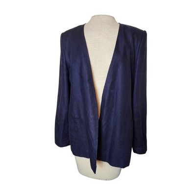 Gucci Vintage Linen Blazer Open Front Jacket Size IT 42 (US 6/8) Navy Blue