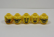LEGO Lot of 5 Yellow Male Boy Printed Heads Minifig Glasses Facial Hair S8