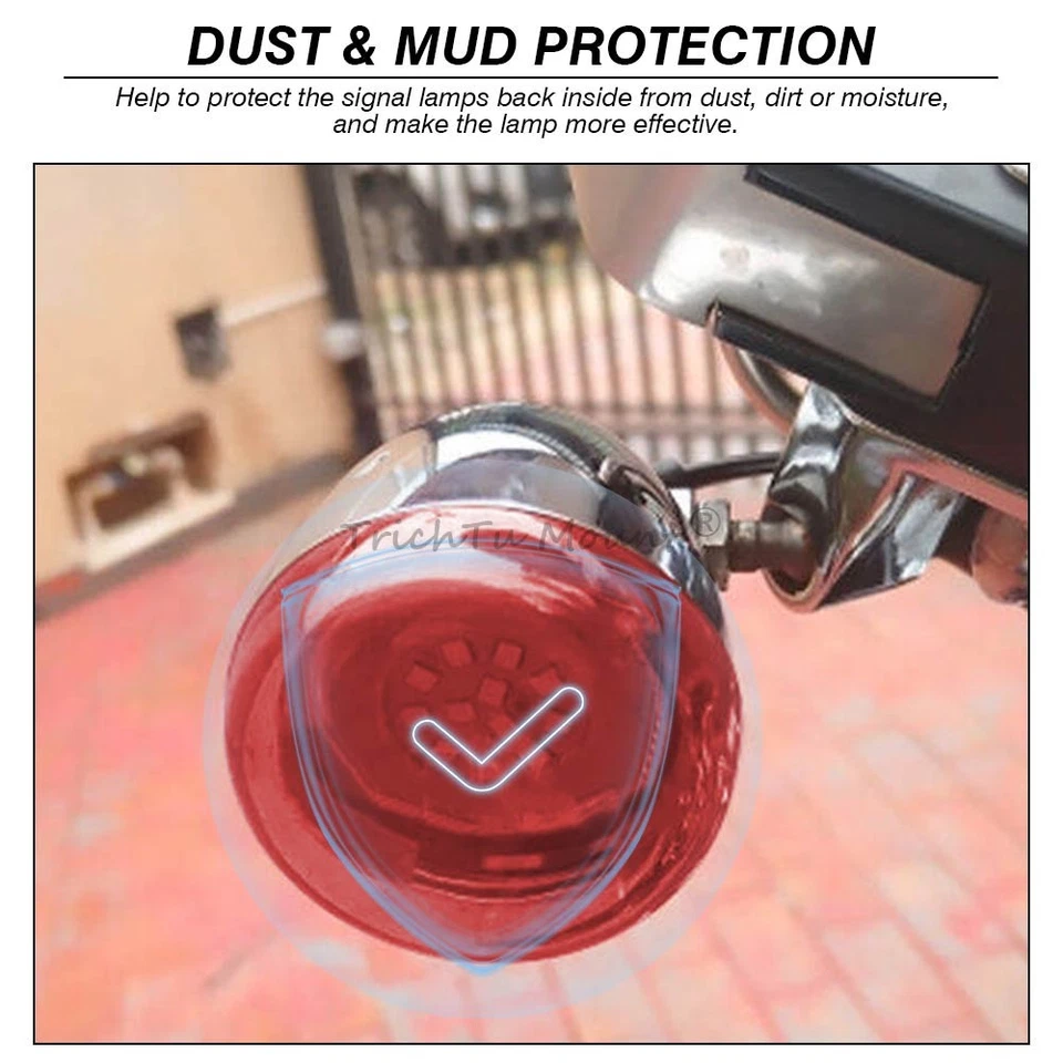 1 Pair Turn Signal Light Red Lens Cover Fits For Harley Sportster Dyna Softail - Image 3 of 4