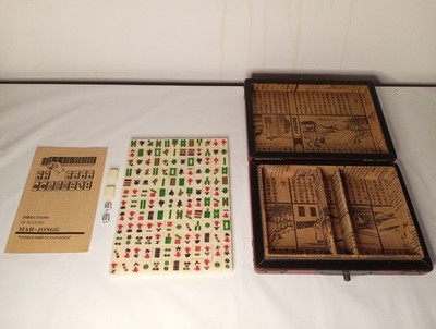 Chinesisches Mahjong Set traditionelles Mah-Jong Spiel 146 Steine in Tragetasche mit Drache