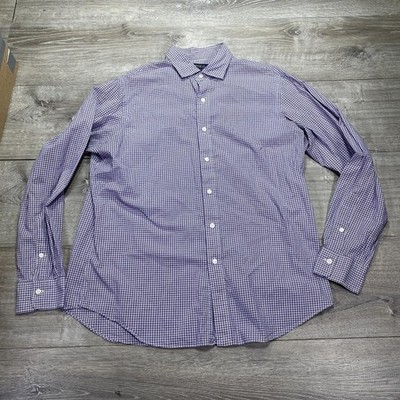 Polo Ralph Lauren Shirt Mens Large Purple White Plaid Button Down Cotton Classic