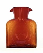 Blenko Glass Handmade Glass 384 Water Bottle in Tangerine