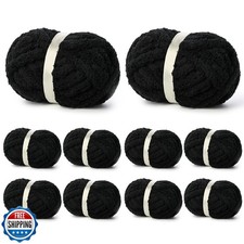 10 Pack of Black Soft Jumbo Chunky Yarn for Hand Knitting,Thick Blanket Yarn
